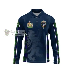 Bannerman Tartan Long Sleeve Polo Shirt with Family Crest and Lion Rampant Vibes Sport Style