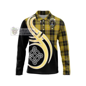 Barclay Dress Tartan Long Sleeve Polo Shirt with Family Crest and Celtic Symbol Style