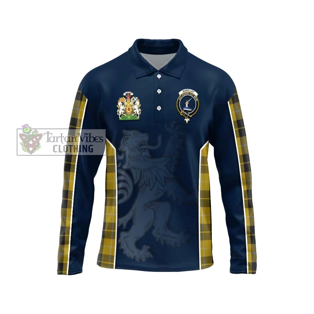 Barclay Dress Tartan Long Sleeve Polo Shirt with Family Crest and Lion Rampant Vibes Sport Style