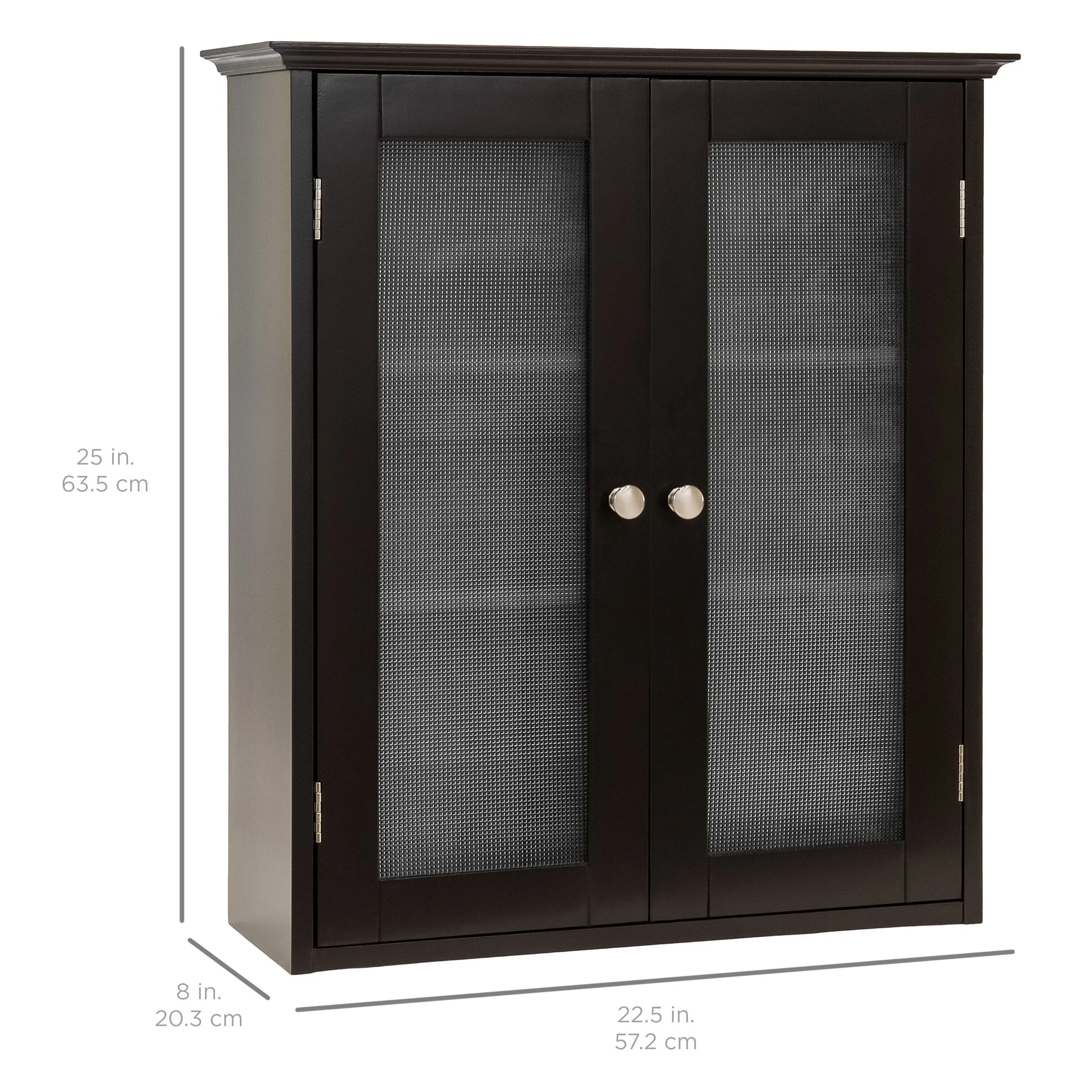 Bathroom Wall Storage Medicine Cabinet w/ Tempered Glass Double Doors