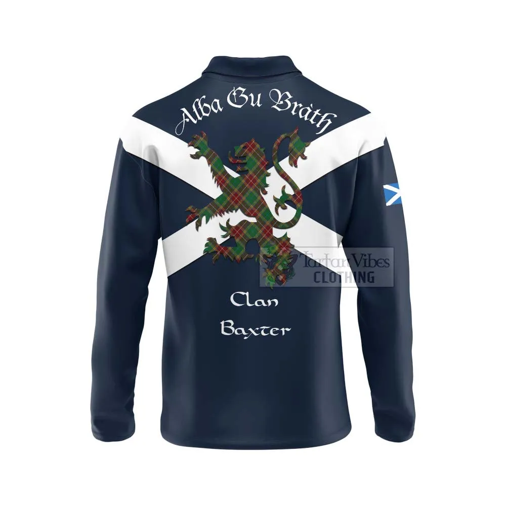 Baxter Tartan Lion Rampant Long Sleeve Polo Shirt  Proudly Display Your Heritage with Alba Gu Brath and Clan Name