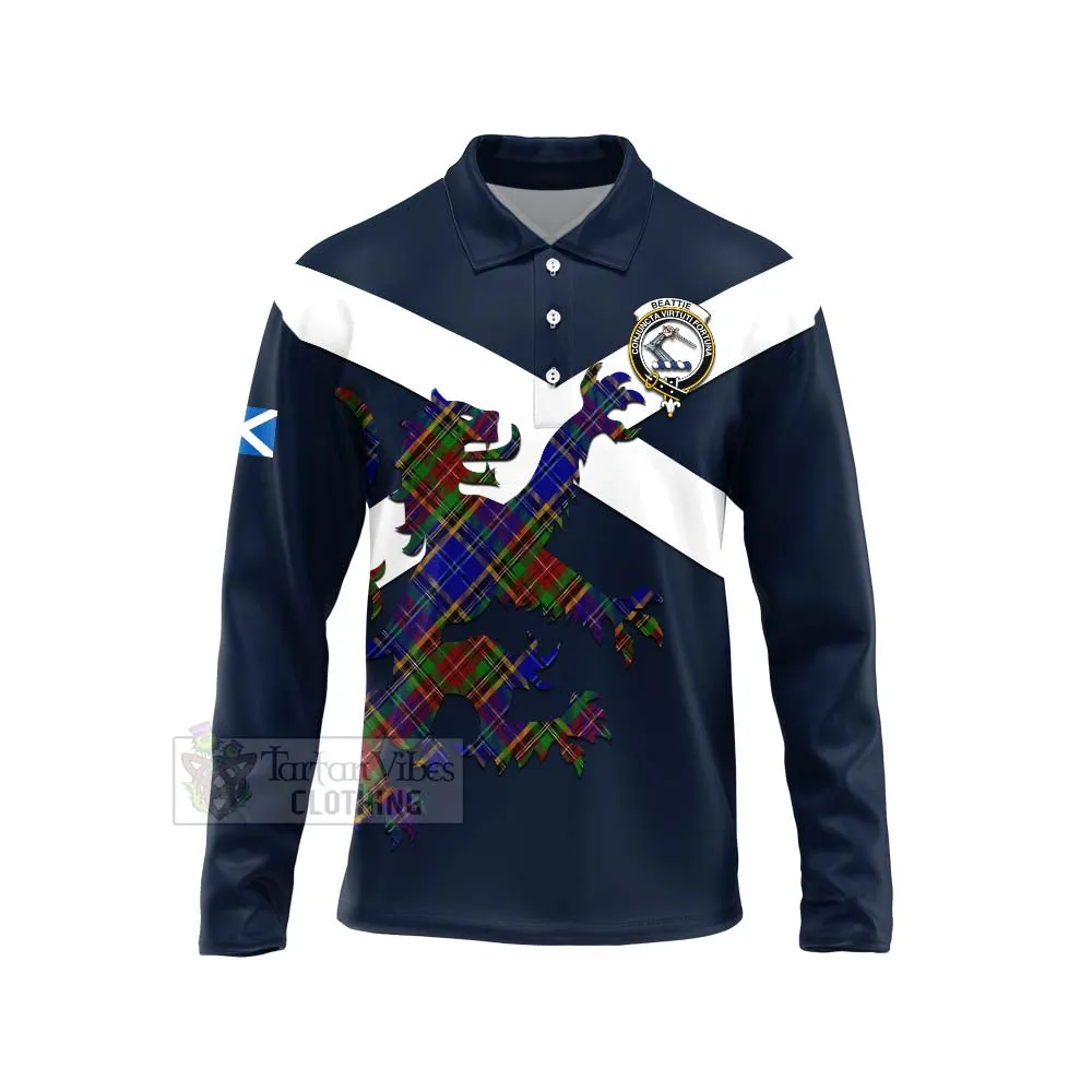 Beattie (Beatty) Tartan Lion Rampant Long Sleeve Polo Shirt  Proudly Display Your Heritage with Alba Gu Brath and Clan Name