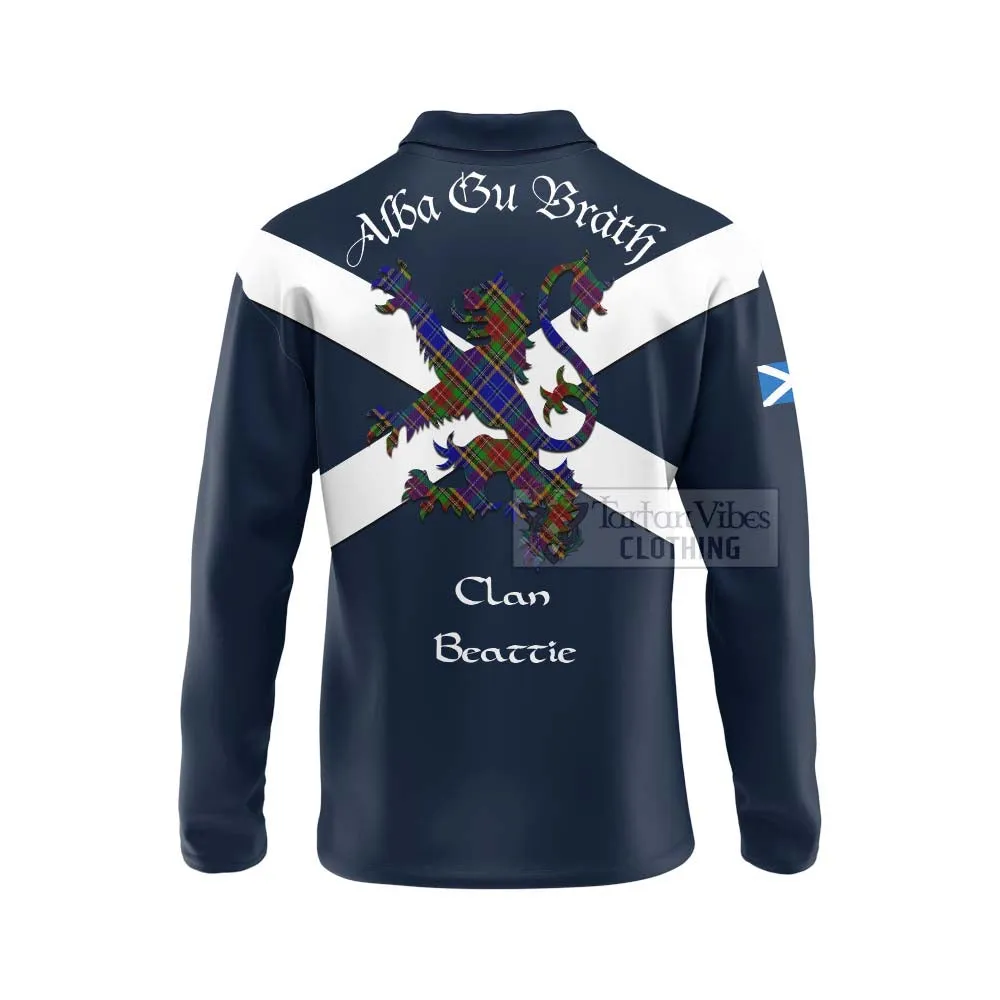 Beattie (Beatty) Tartan Lion Rampant Long Sleeve Polo Shirt  Proudly Display Your Heritage with Alba Gu Brath and Clan Name