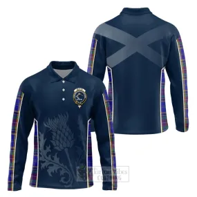 Beattie (Beatty) Tartan Long Sleeve Polo Shirt with Family Crest and Scottish Thistle Vibes Sport Style