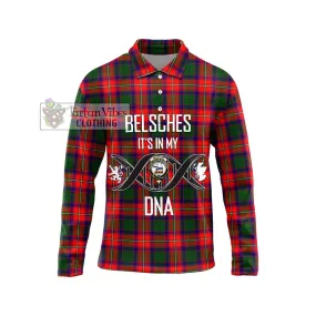 Belsches Tartan Long Sleeve Polo Shirt with Family Crest DNA In Me Style