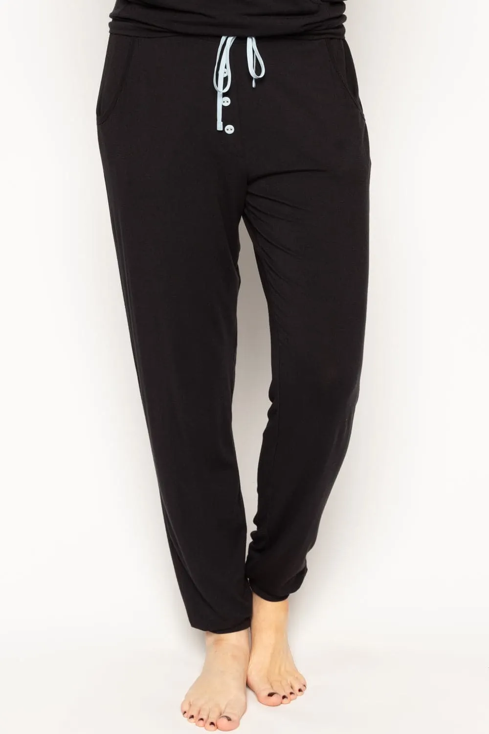 Beth Black Jersey Pants, Size UK 8