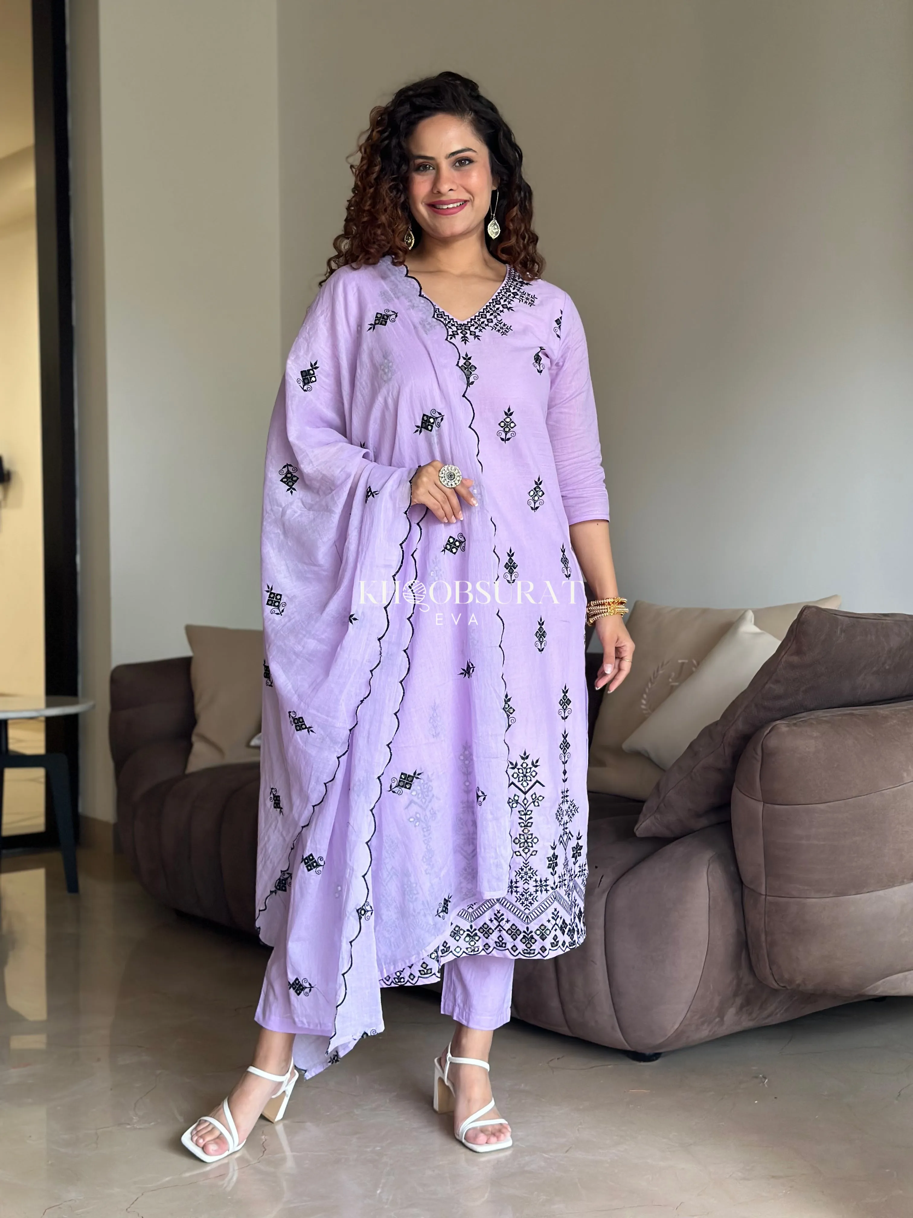 Biba Purple Kurta Suit Sets For Woman