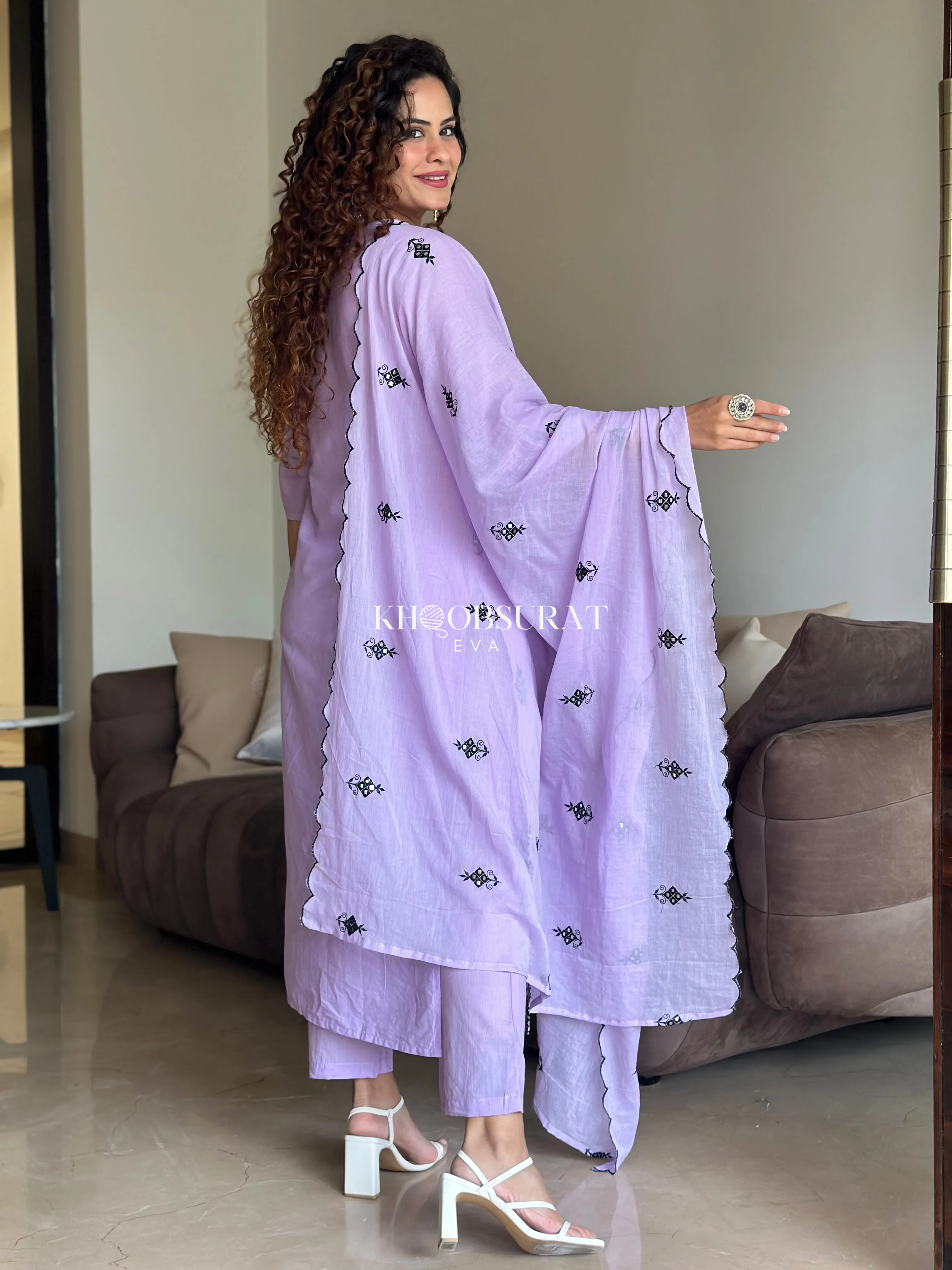 Biba Purple Kurta Suit Sets For Woman