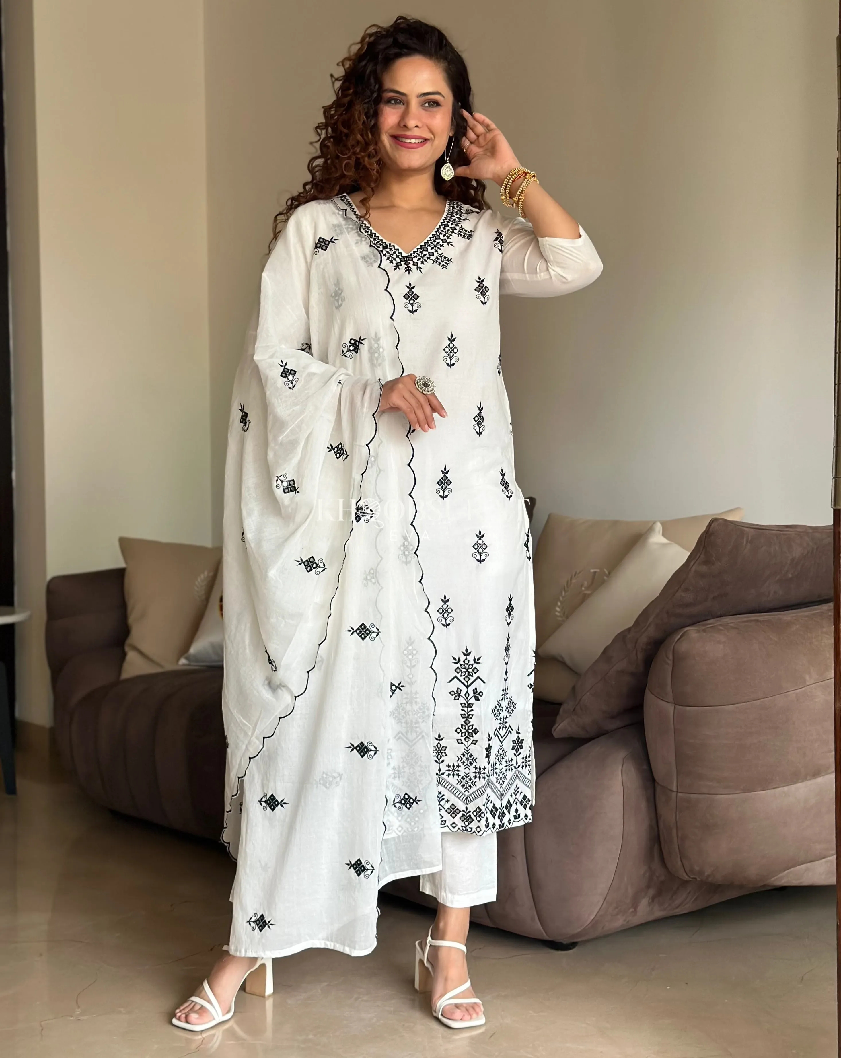 Biba White Kurta Suit Sets For Woman