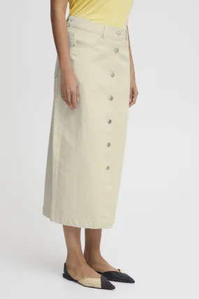 BIRCH DENIM BUTTON DOWN MIDI SKIRT