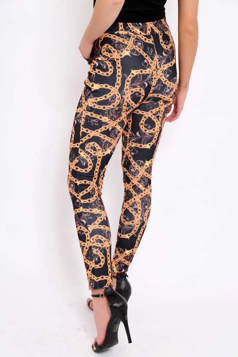 Black Chain Print Trousers - Donika