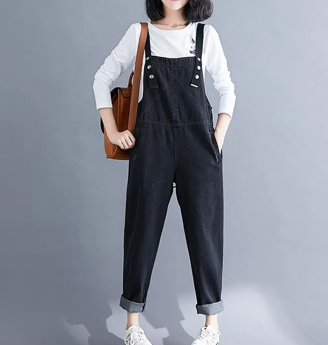 Black Denim Spring Overall Women Casual Jumpsuits PZ97251