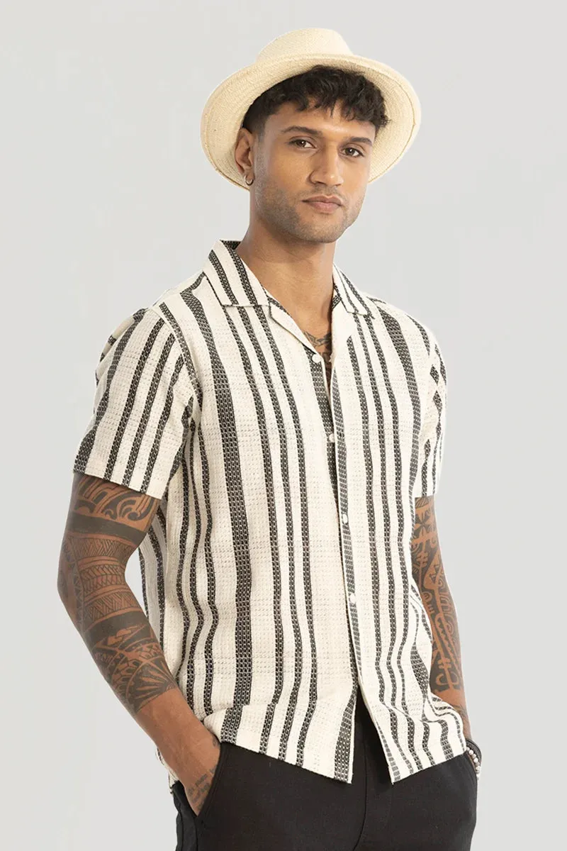 Black Stripe Crochet Shirt