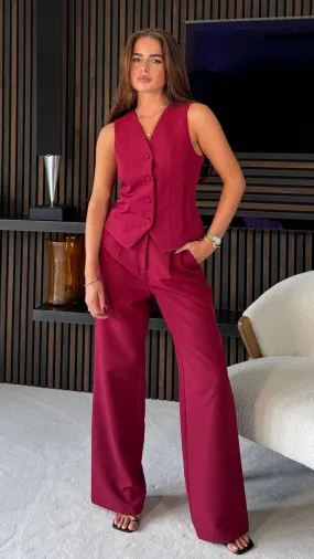 Bobbi Wine Waistcoat & Trousers