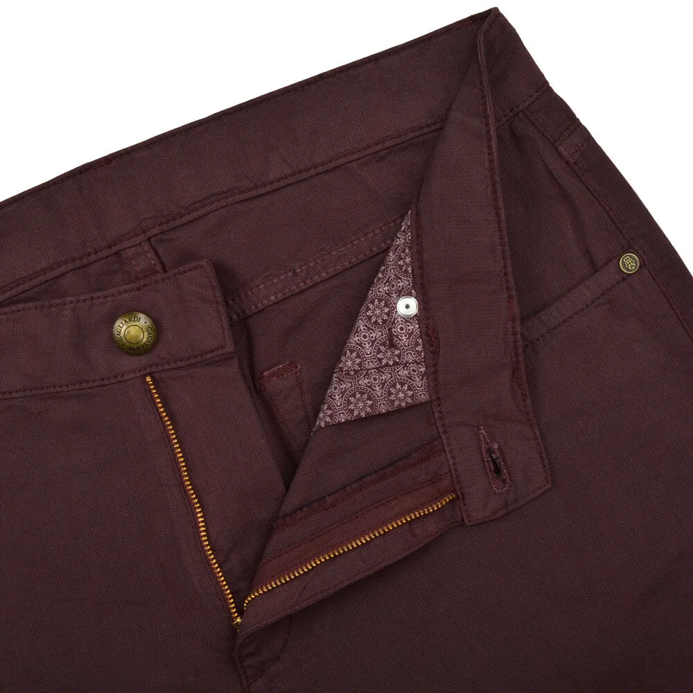 Bordeaux Stretch Cotton Textured Five Pocket Trousers