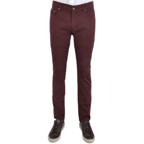 Bordeaux Stretch Cotton Textured Five Pocket Trousers