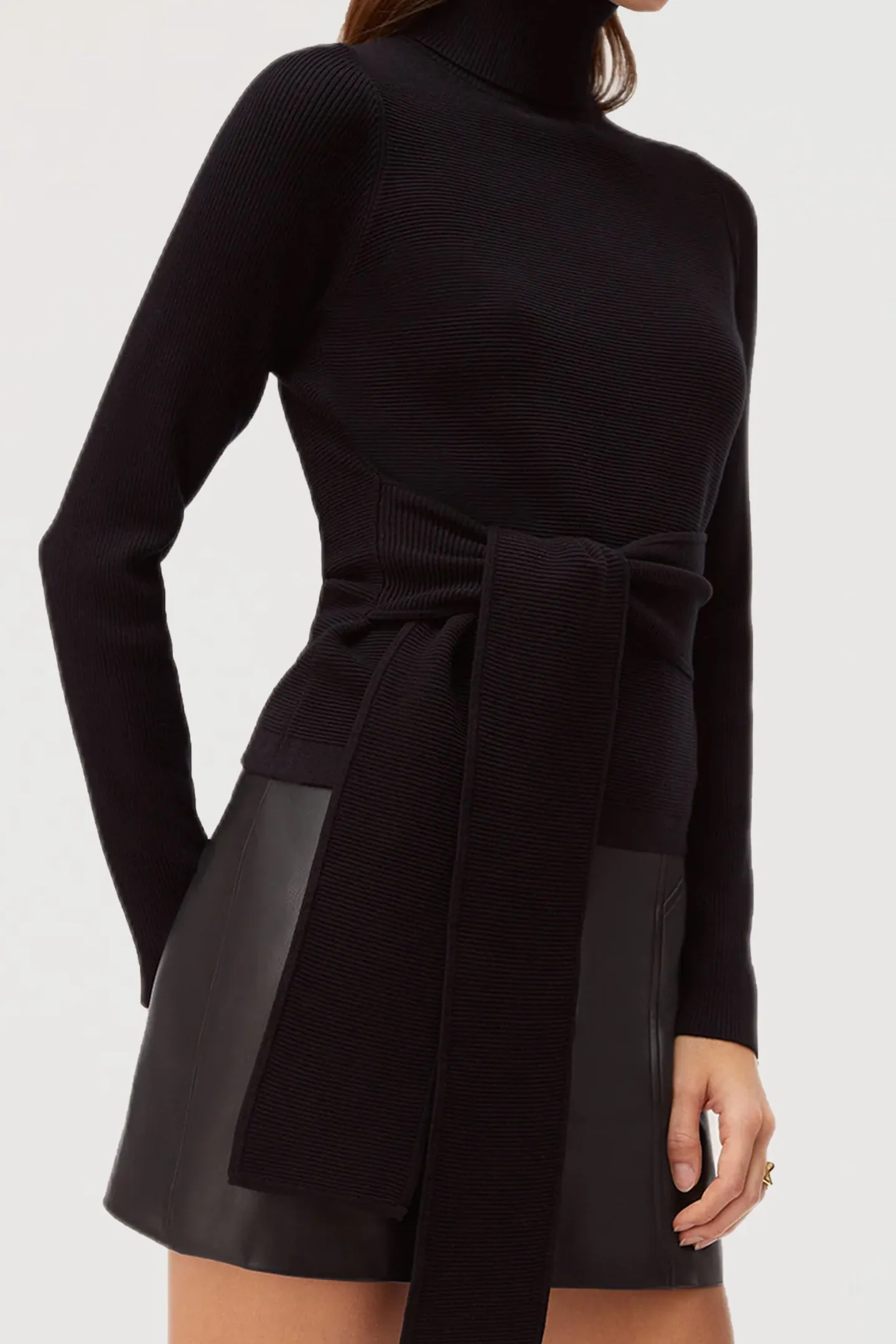 Brielle Tie-Front Turtleneck