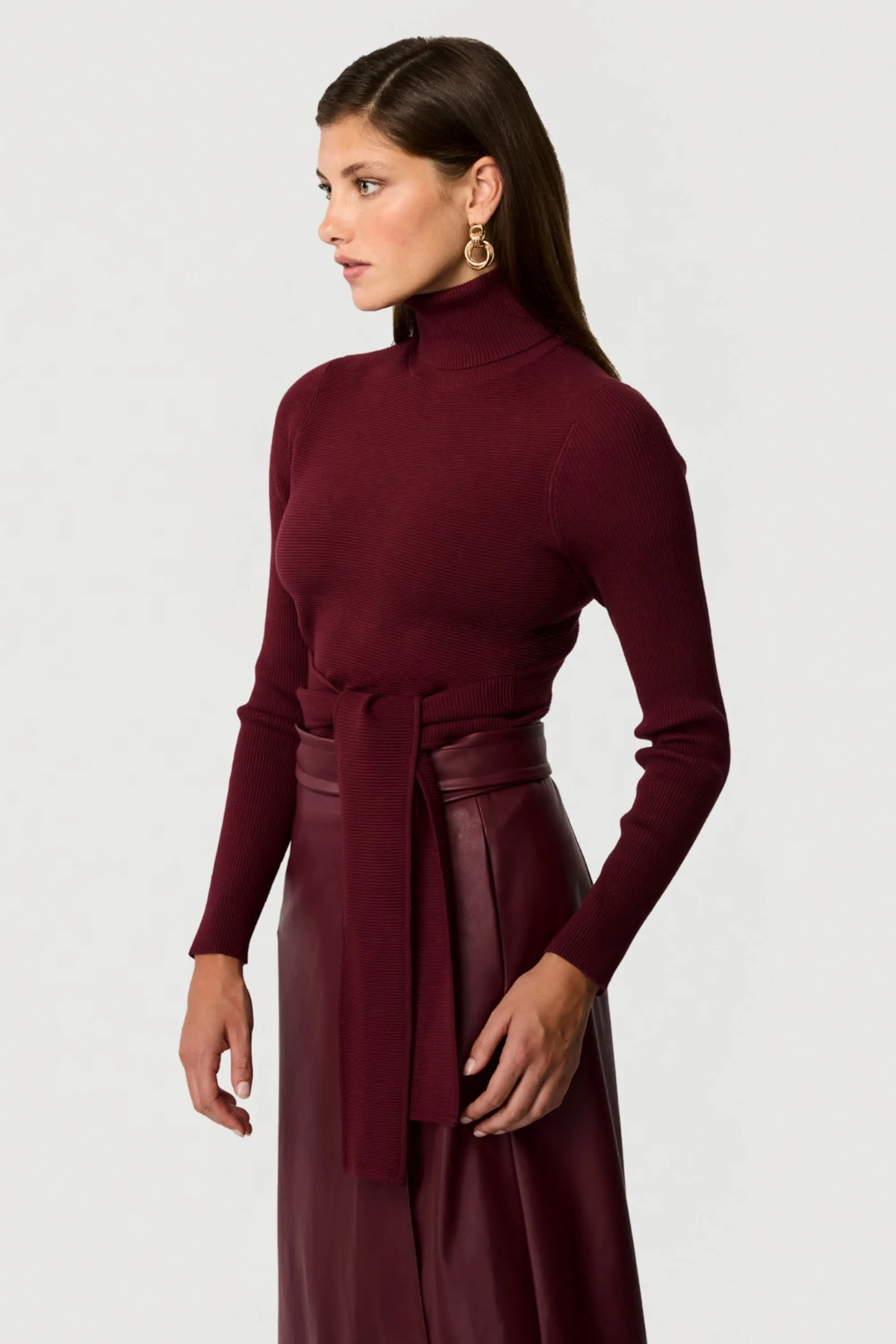 Brielle Tie-Front Turtleneck