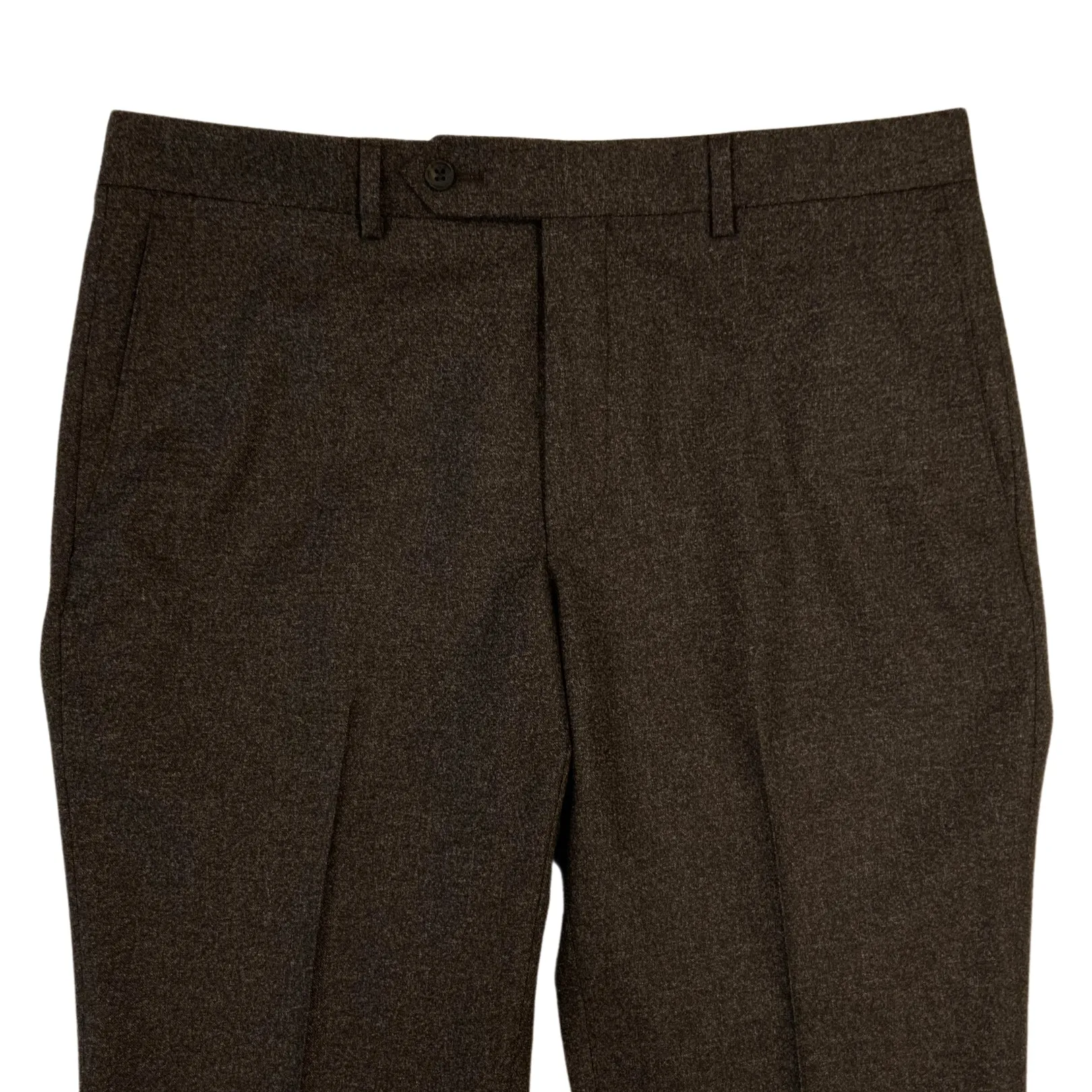 Brown Melange Wool & Cotton Blend Trouser