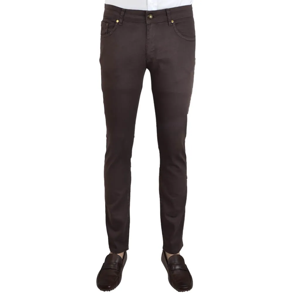 Brown Stretch Cotton Five Pocket Trousers