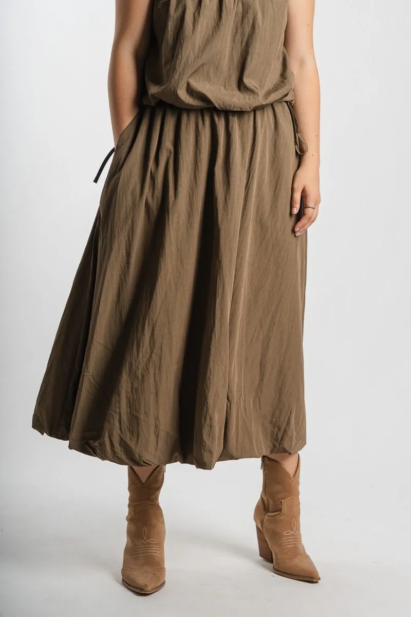 Bubble midi skirt dark olive