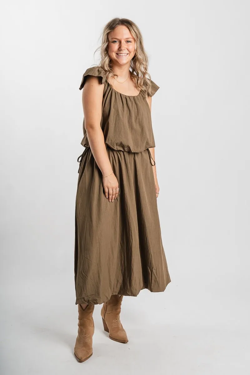 Bubble midi skirt dark olive