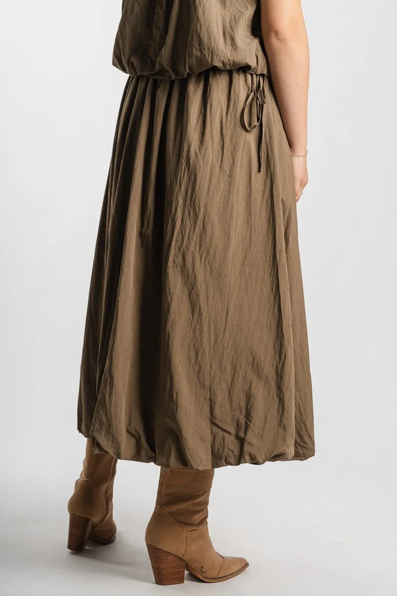 Bubble midi skirt dark olive