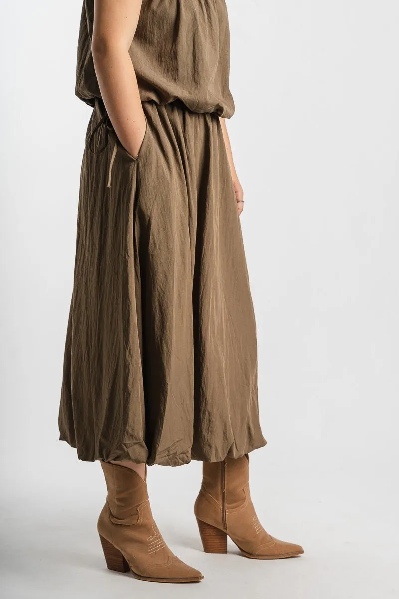 Bubble midi skirt dark olive