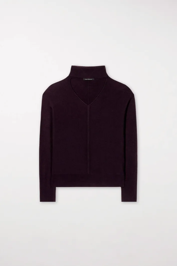 Burgundy Cut-Out Cashmere Blend Sweater