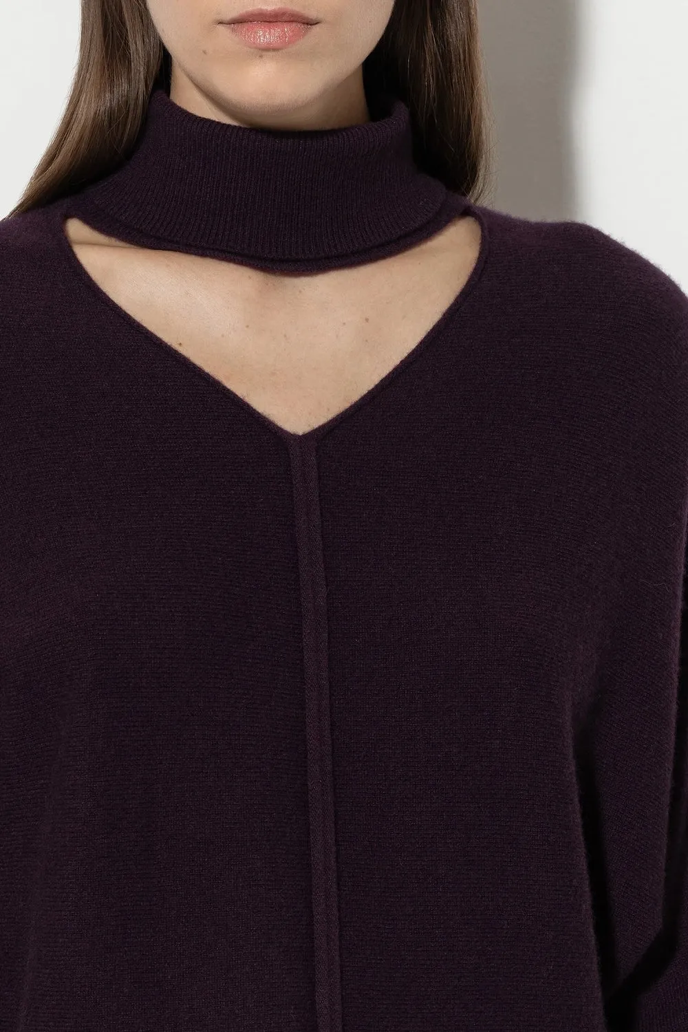 Burgundy Cut-Out Cashmere Blend Sweater