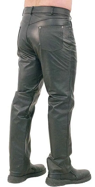 Button Fly Leather Pants for Men #MP1140BT ()