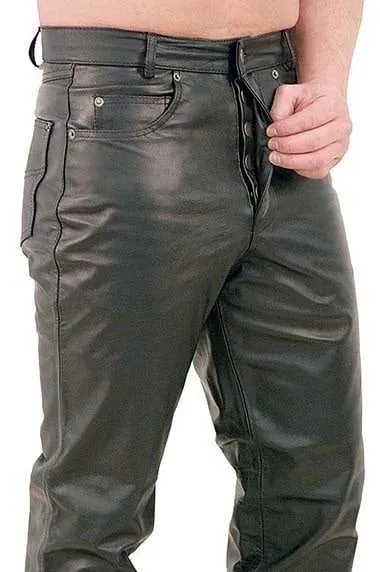 Button Fly Leather Pants for Men #MP1140BT ()