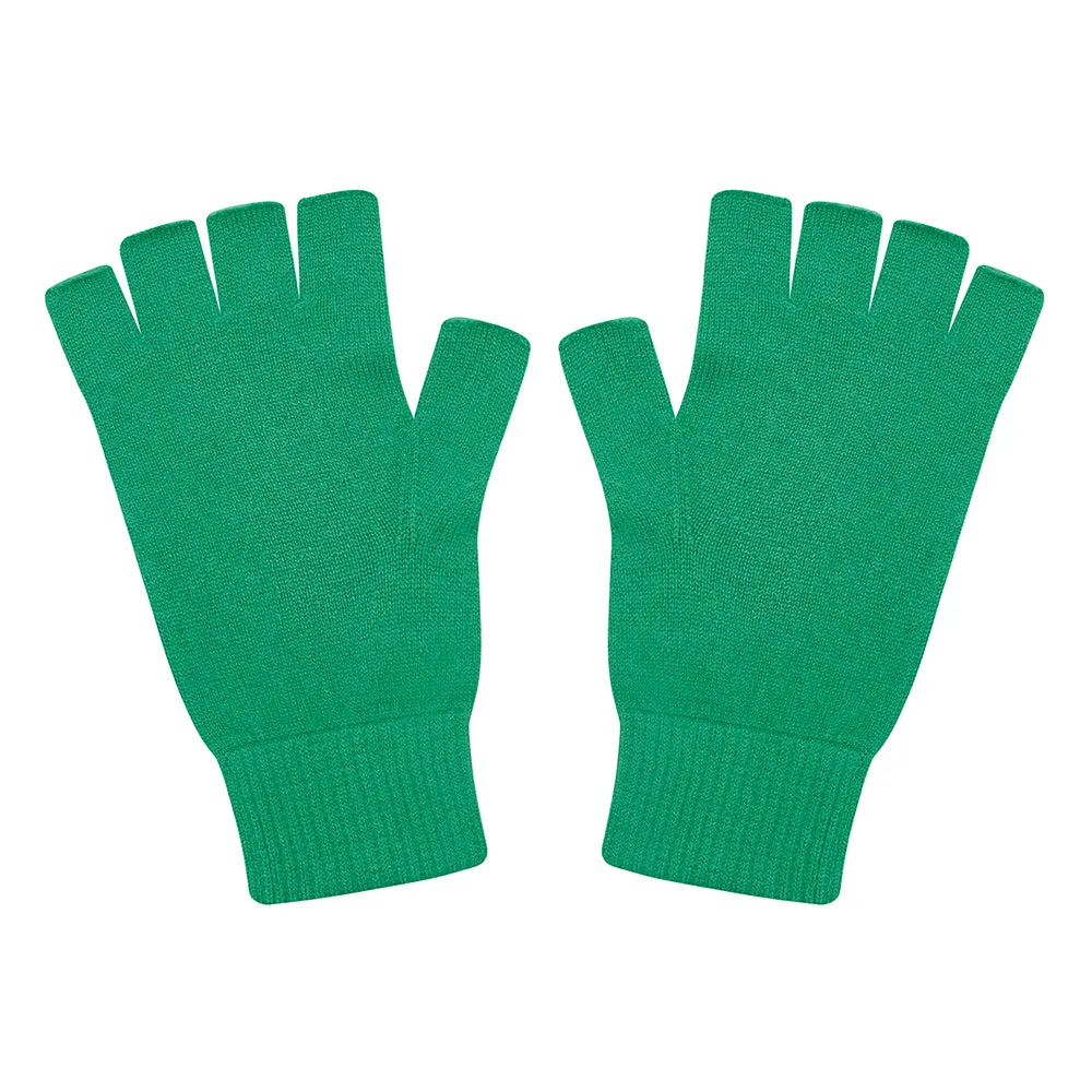 Cashmere Fingerless Gloves in Bright Green