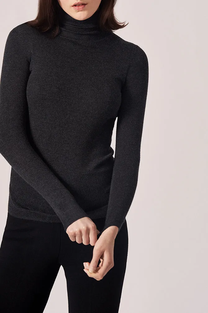 CASHMERE / SILK RIB TURTLENECK