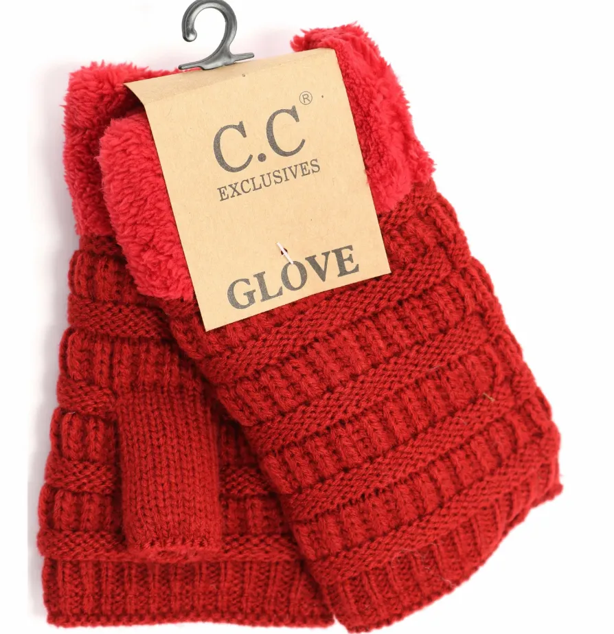 CC Beanie -Fingerless Sherpa Lined Gloves