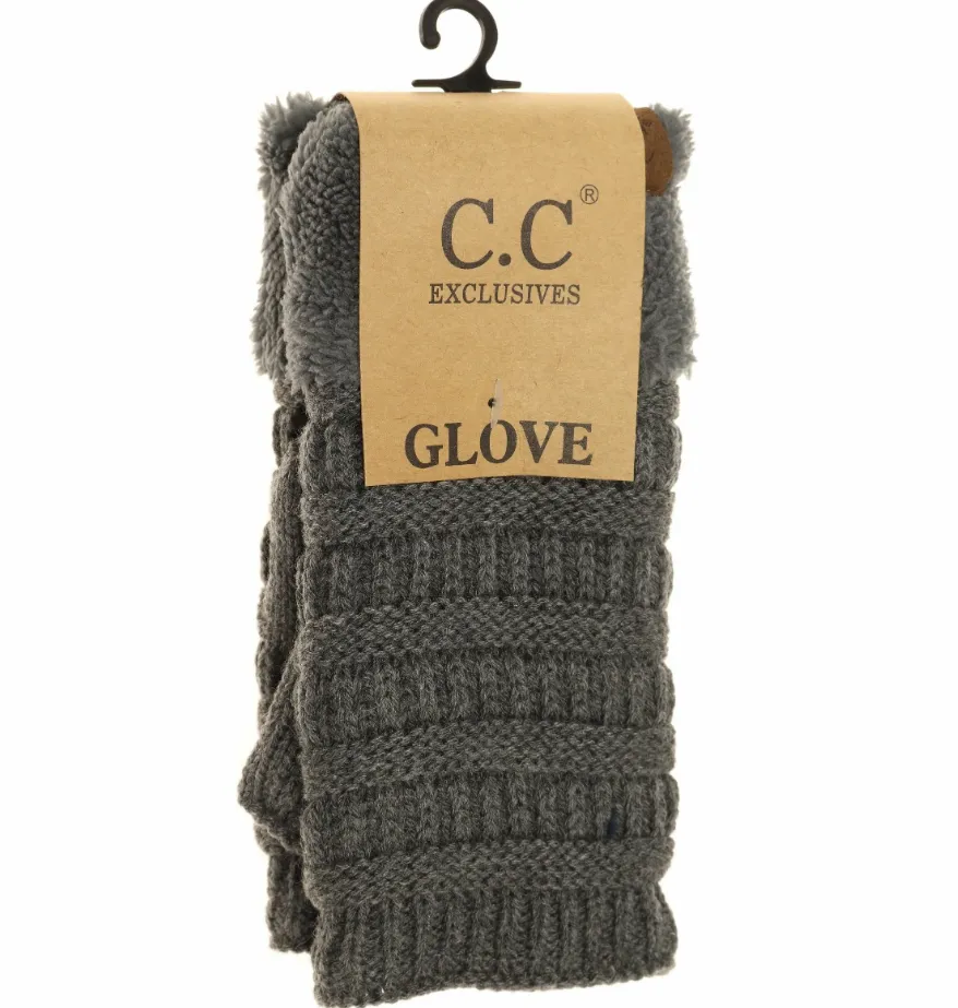 CC Beanie -Fingerless Sherpa Lined Gloves