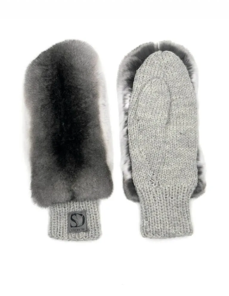 Chinchilla Fur Mittens In Grey