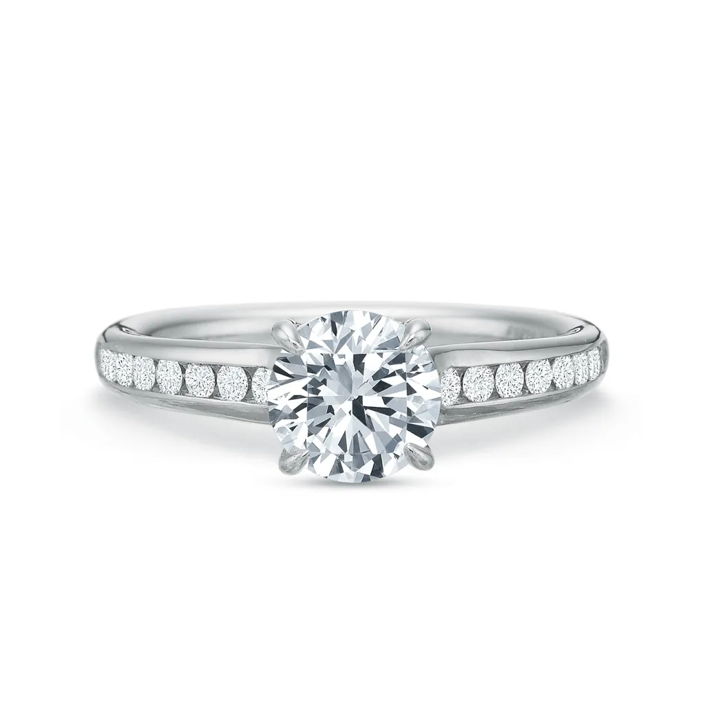 Classic Diamond Engagement Ring with Channel Set Diamond Band