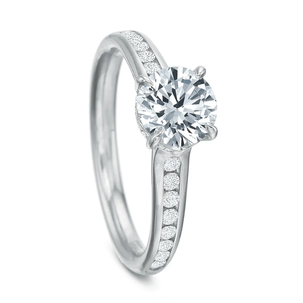 Classic Diamond Engagement Ring with Channel Set Diamond Band