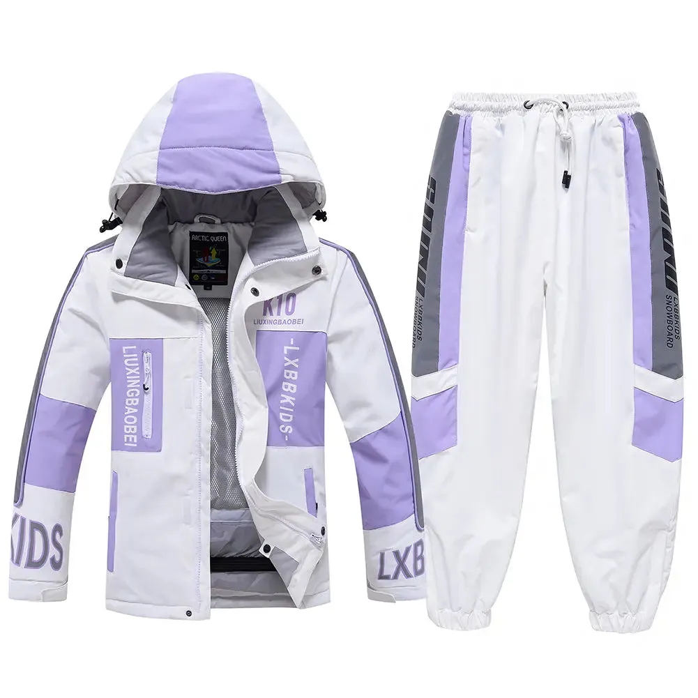 Classical Kids Hooded Snowsuits 2 Pieces Outdoor Coat & Trousers