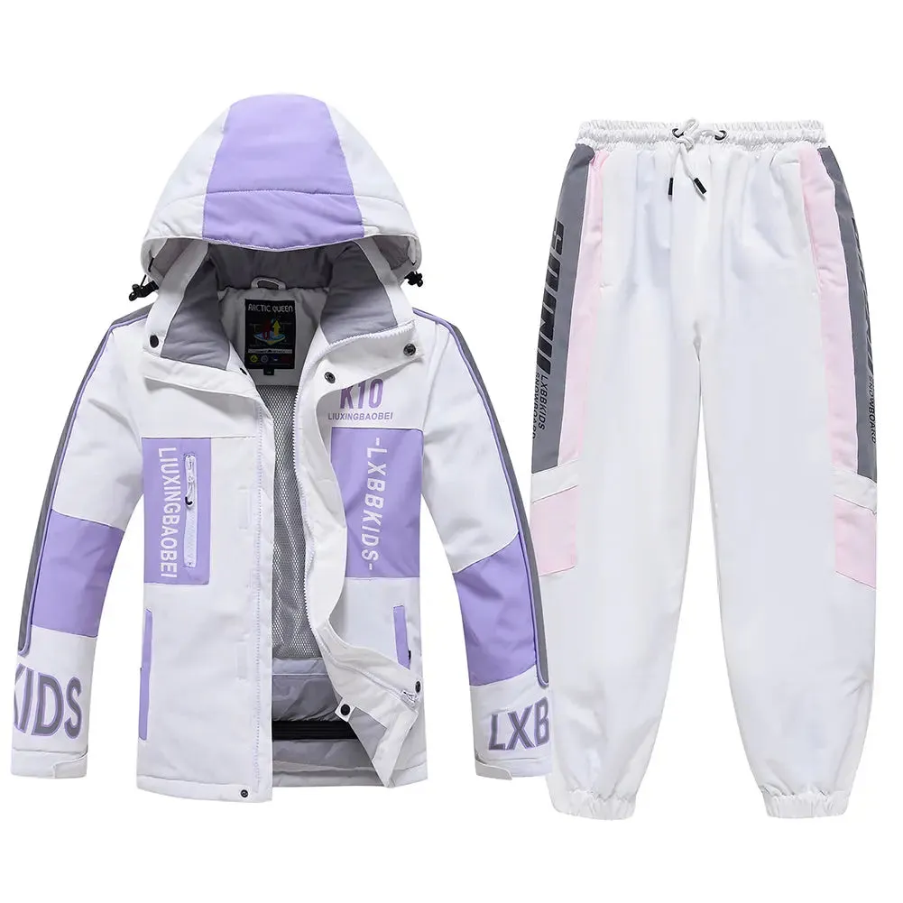 Classical Kids Hooded Snowsuits 2 Pieces Outdoor Coat & Trousers