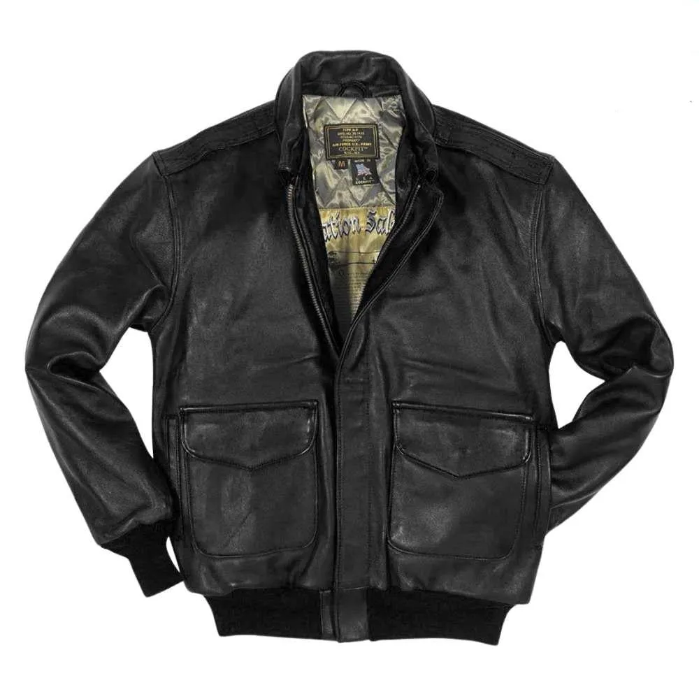 Cockpit USA Mens Antique Lambskin Leather A-2 Flight Jacket