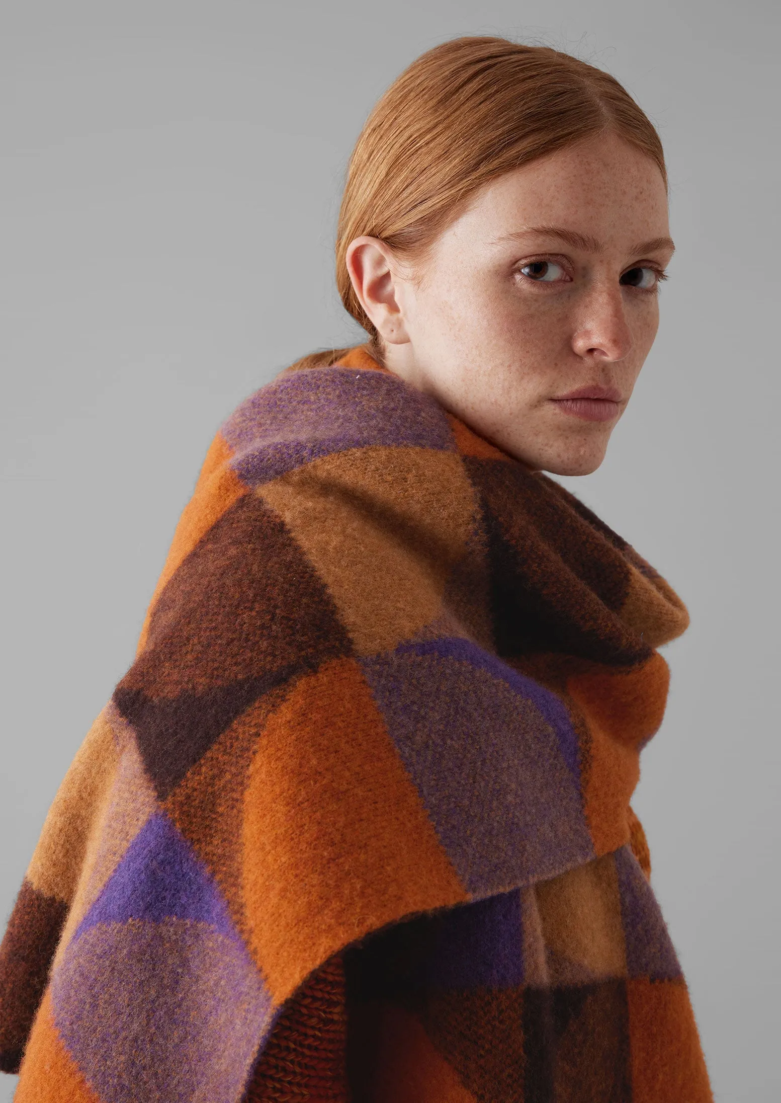 Colour Block Wool Scarf | Ginger Multi