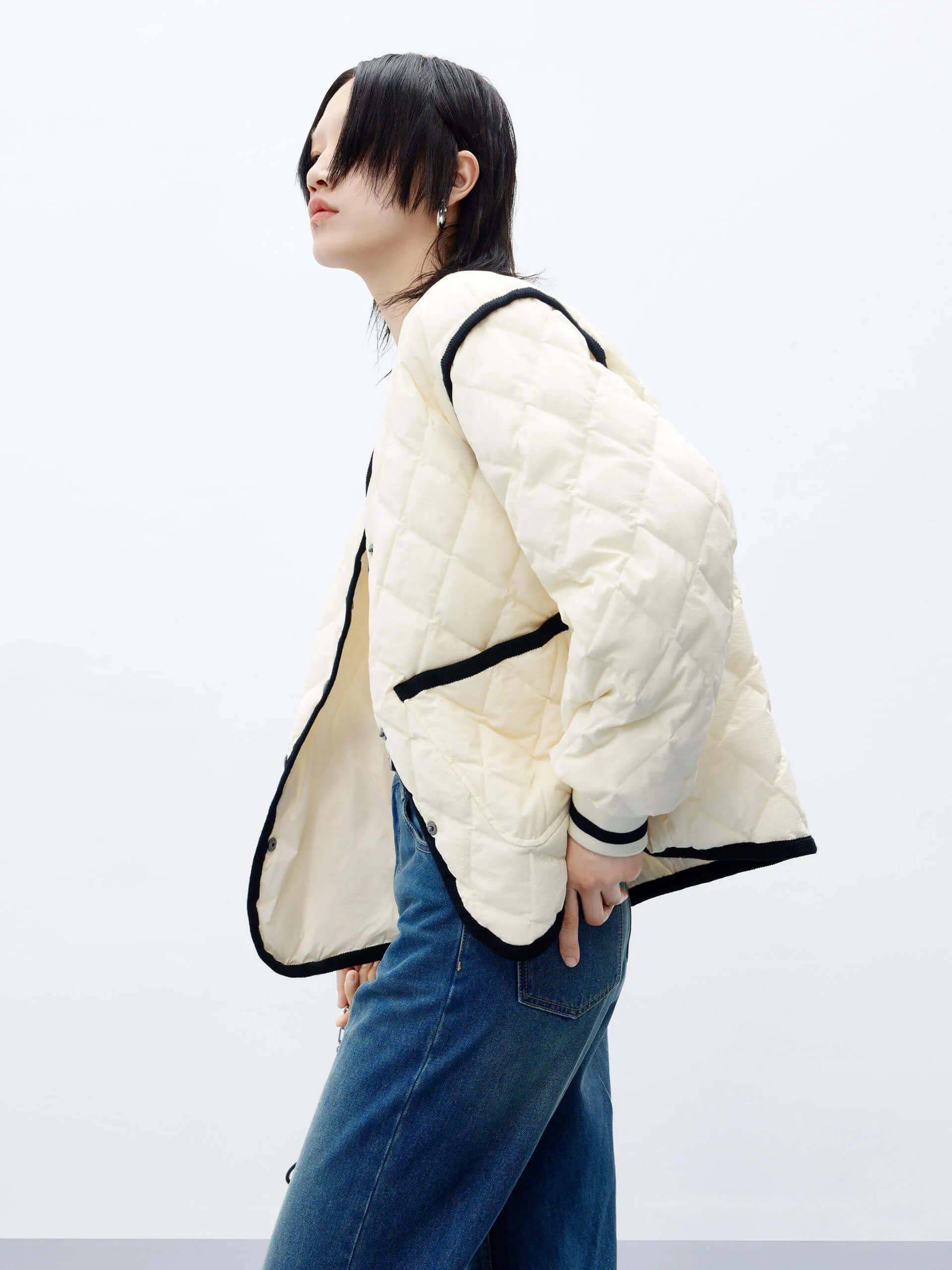 Contrast trim Quilted Shell Jacket