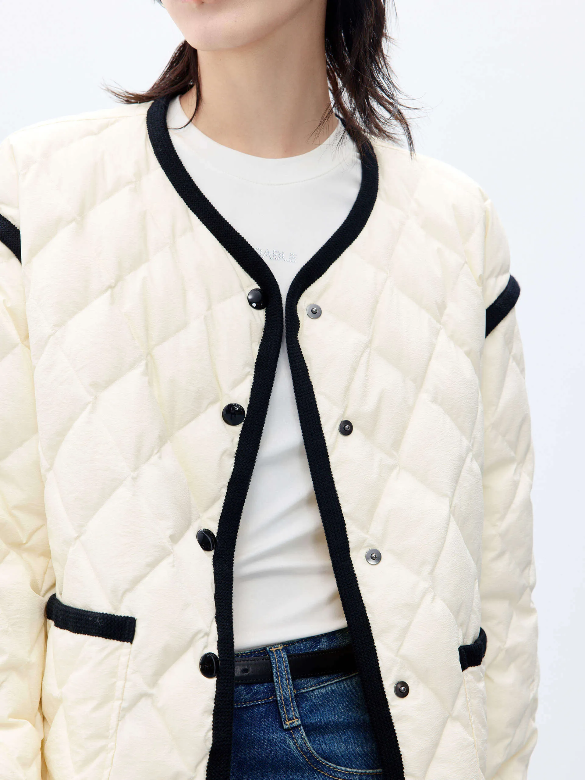 Contrast trim Quilted Shell Jacket