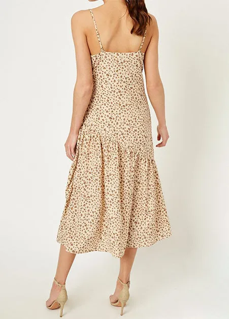 Cowl Neck Leopard Midi Dress