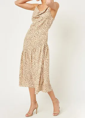 Cowl Neck Leopard Midi Dress