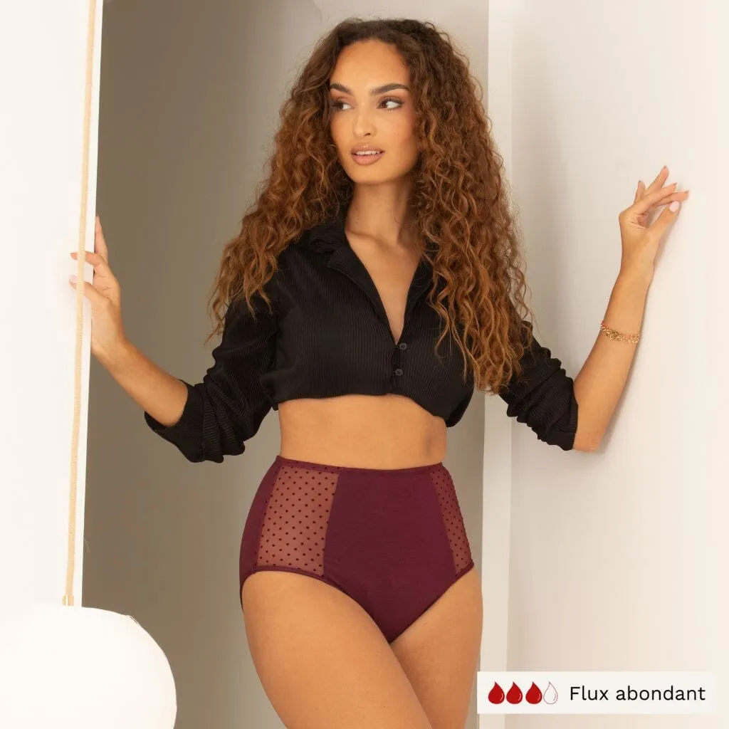 Culotte Menstruelle Taille Haute SPLENDEA RUBIS Flux Abondant (Nuit)