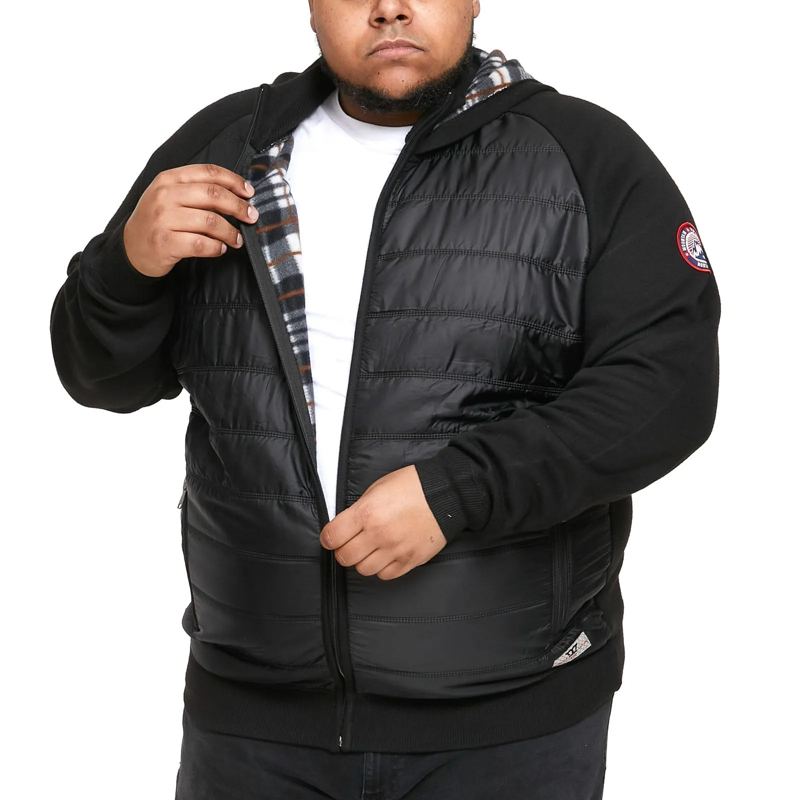 D555 Mens Neo Big & Tall Raglan Fleece Lined Quilted Jacket - Black