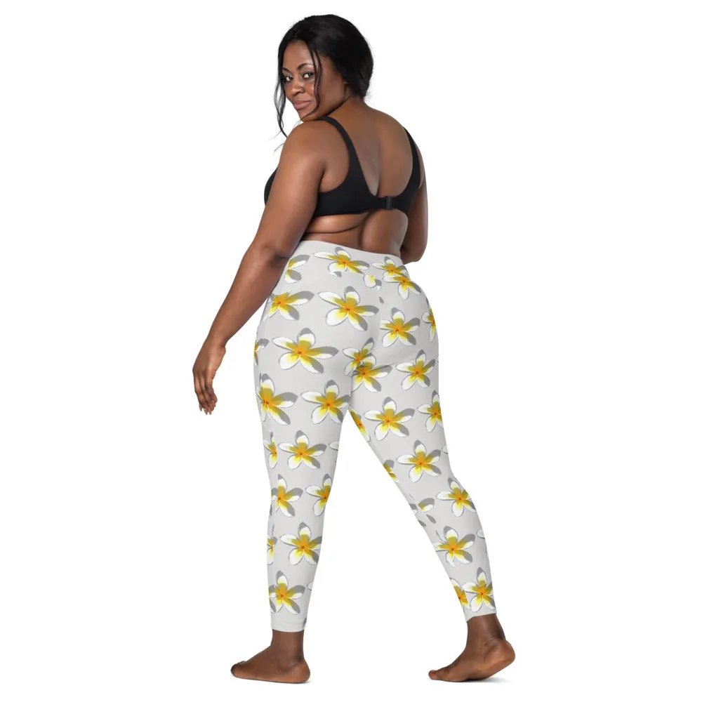 Descendants of the Island Plumeria Platinum Crossover leggings with pockets